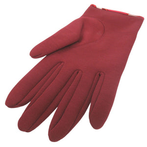 新品同様 エルメス セリエ 手袋 グローブ シルク コットン ダークレッド 0488【中古】HERMES