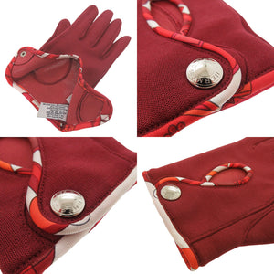 新品同様 エルメス セリエ 手袋 グローブ シルク コットン ダークレッド 0488【中古】HERMES