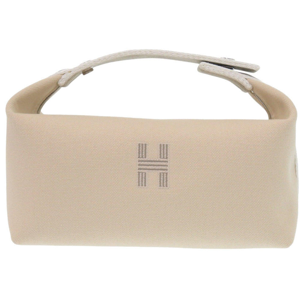 未使用 エルメス ブリッド ア ブラック PM コットン ベージュ シルバー金具 ハンドバッグ 0498【中古】HERMES