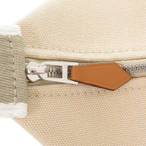 未使用 エルメス ブリッド ア ブラック PM コットン ベージュ シルバー金具 ハンドバッグ 0498【中古】HERMES