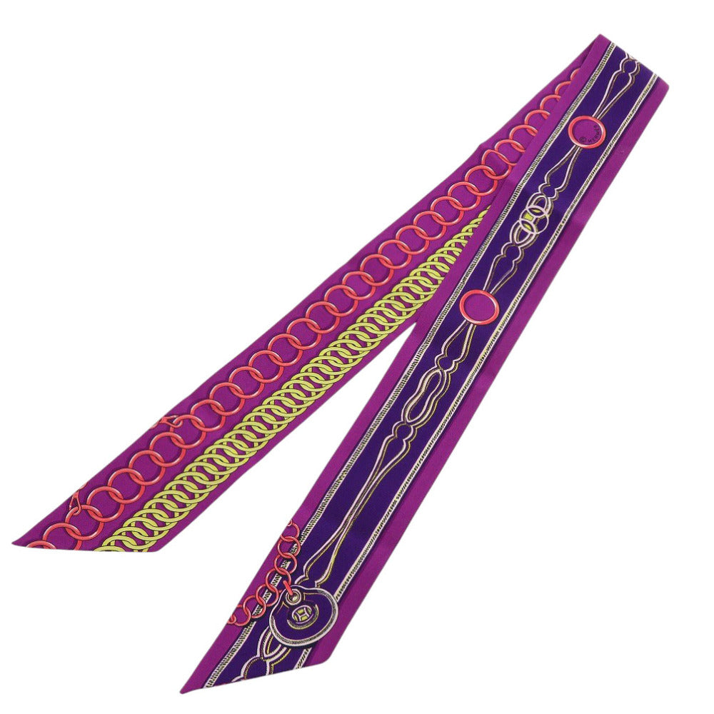 美品 エルメス ツイリー Maillons マイヨン シルク パープル スカーフ 紫 0516【中古】HERMES