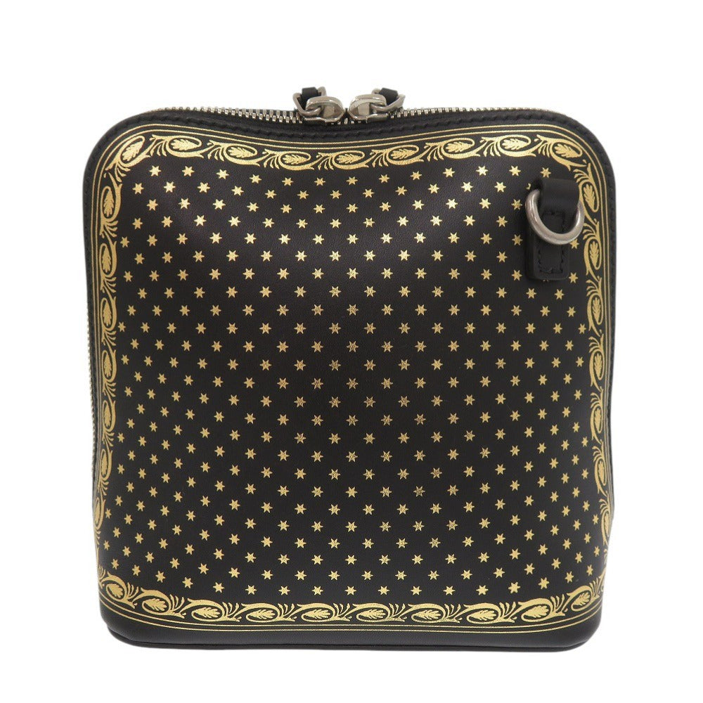 新品同様 グッチ × SEGA GUCCYプリント 511189 レザー ブラック ゴールド ショルダーバッグ 0558【中古】GUCCI