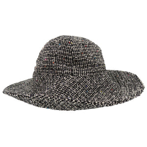 美品 シャネル ツイード帽子 スパンコール コットン ウール ブラック 0571【中古】CHANEL