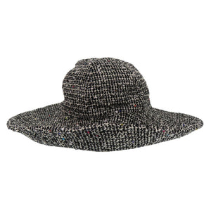 美品 シャネル ツイード帽子 スパンコール コットン ウール ブラック 0571【中古】CHANEL