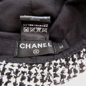 美品 シャネル ツイード帽子 スパンコール コットン ウール ブラック 0571【中古】CHANEL
