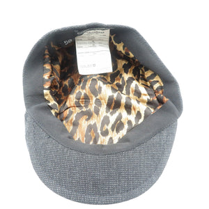 美品 ドルチェアンドガッバーナ ウール レーヨン ブラック レオパード ハンチング 帽子 0574【中古】DOLCE&GABBANA