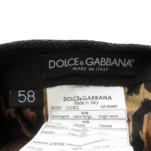 美品 ドルチェアンドガッバーナ ウール レーヨン ブラック レオパード ハンチング 帽子 0574【中古】DOLCE&GABBANA