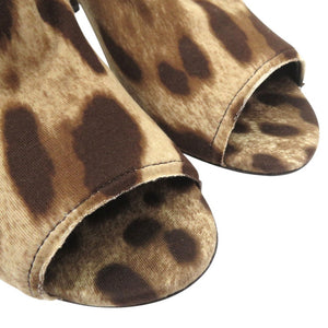 美品 ドルチェアンドガッバーナ レオパード柄 ピープトゥ ブーティ オープントゥ vero cuoio ファブリック ブラウン 0579【中古】DOLCE&GABBANA