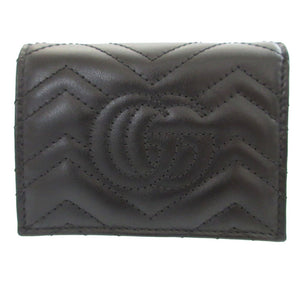 新品同様 グッチ 466492 レザー ブラック 黒 2つ折り財布 財布 0583【中古】GUCCI