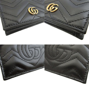 新品同様 グッチ 466492 レザー ブラック 黒 2つ折り財布 財布 0583【中古】GUCCI