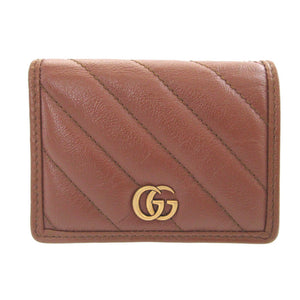 新品同様 グッチ 466492 レザー ブラウン 茶 2つ折り財布 財布 0584【中古】GUCCI