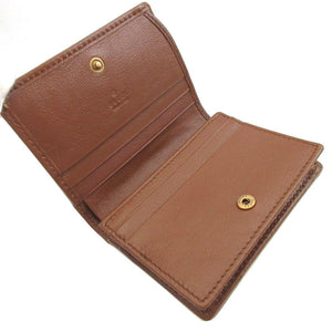 新品同様 グッチ 466492 レザー ブラウン 茶 2つ折り財布 財布 0584【中古】GUCCI