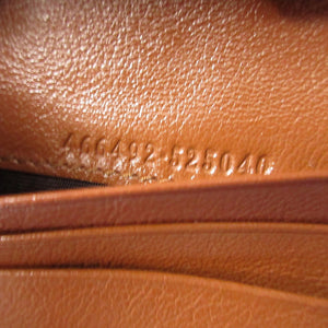 新品同様 グッチ 466492 レザー ブラウン 茶 2つ折り財布 財布 0584【中古】GUCCI