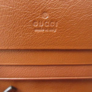 新品同様 グッチ 466492 レザー ブラウン 茶 2つ折り財布 財布 0584【中古】GUCCI
