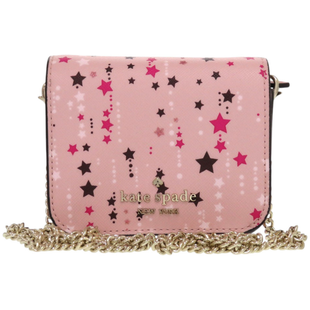 未使用品 ケイトスペード ステイシー スター K4724 二つ折り財布 PVC ピンク チェーンウォレット 0588【中古】Kate Spade