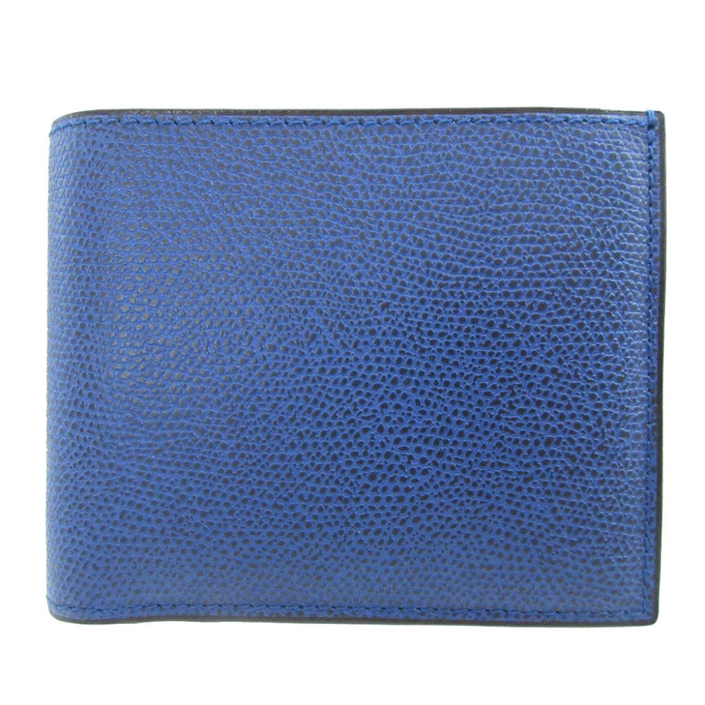 新品同様 ヴァレクストラ レザー ブルー 青 2つ折り財布 財布 0589【中古】Valextra