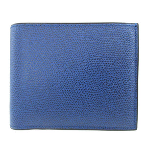 新品同様 ヴァレクストラ レザー ブルー 青 2つ折り財布 財布 0589【中古】Valextra