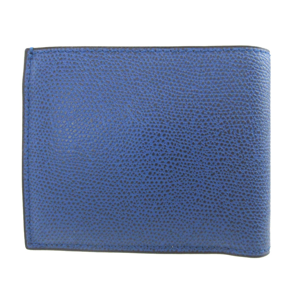 新品同様 ヴァレクストラ レザー ブルー 青 2つ折り財布 財布 0589【中古】Valextra