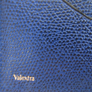 新品同様 ヴァレクストラ レザー ブルー 青 2つ折り財布 財布 0589【中古】Valextra
