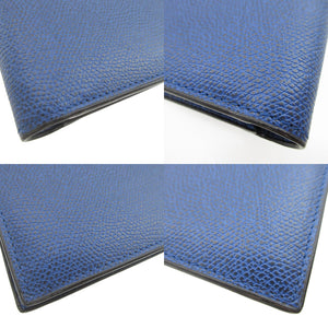 新品同様 ヴァレクストラ レザー ブルー 青 2つ折り財布 財布 0589【中古】Valextra
