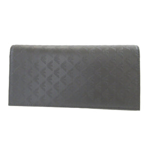 新品同様 エンポリオ アルマーニ レザー ブラック 黒 2つ折り長財布 財布 0590【中古】EMPORIO ARMANI