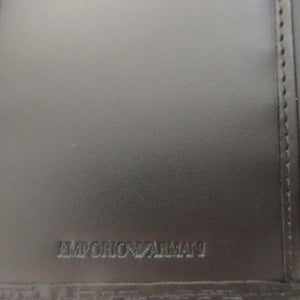 新品同様 エンポリオ アルマーニ レザー ブラック 黒 2つ折り長財布 財布 0590【中古】EMPORIO ARMANI