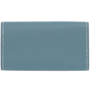 新品同様 エルメス 6連キーケース セリエ エテュイクレ6 ヴォーエプソン ブルージーン シルバー金具 □J刻印(2006年製) キーケース 青 0594【中古】HERMES