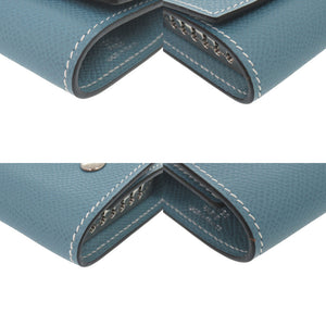 新品同様 エルメス 6連キーケース セリエ エテュイクレ6 ヴォーエプソン ブルージーン シルバー金具 □J刻印(2006年製) キーケース 青 0594【中古】HERMES