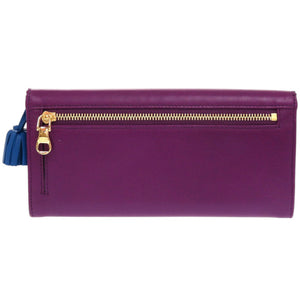 新品同様 ロエベ ラウンドファスナー タッセル アナグラム 101111 ナッパレザー ゴールド金具 パープル 紫 長財布 0595【中古】LOEWE