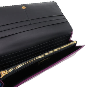 新品同様 ロエベ ラウンドファスナー タッセル アナグラム 101111 ナッパレザー ゴールド金具 パープル 紫 長財布 0595【中古】LOEWE