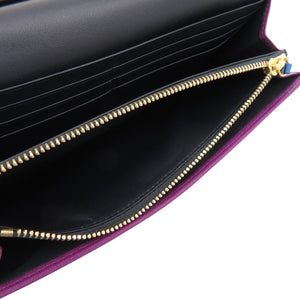 新品同様 ロエベ ラウンドファスナー タッセル アナグラム 101111 ナッパレザー ゴールド金具 パープル 紫 長財布 0595【中古】LOEWE