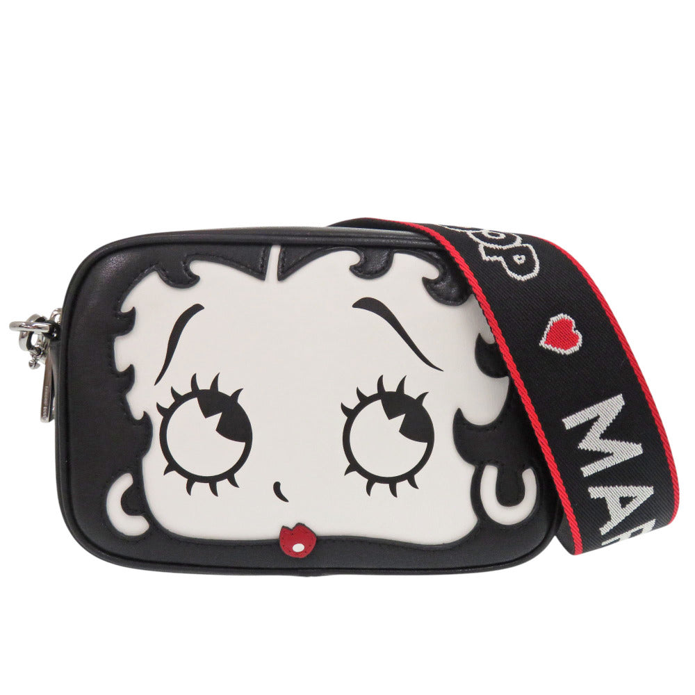 新品同様 マークバイマークジェイコブス カメラバッグ ベティ ブープ コラボ レザー ブラック ショルダーバッグ 黒 0598【中古】MARC BY MARC JACOBS