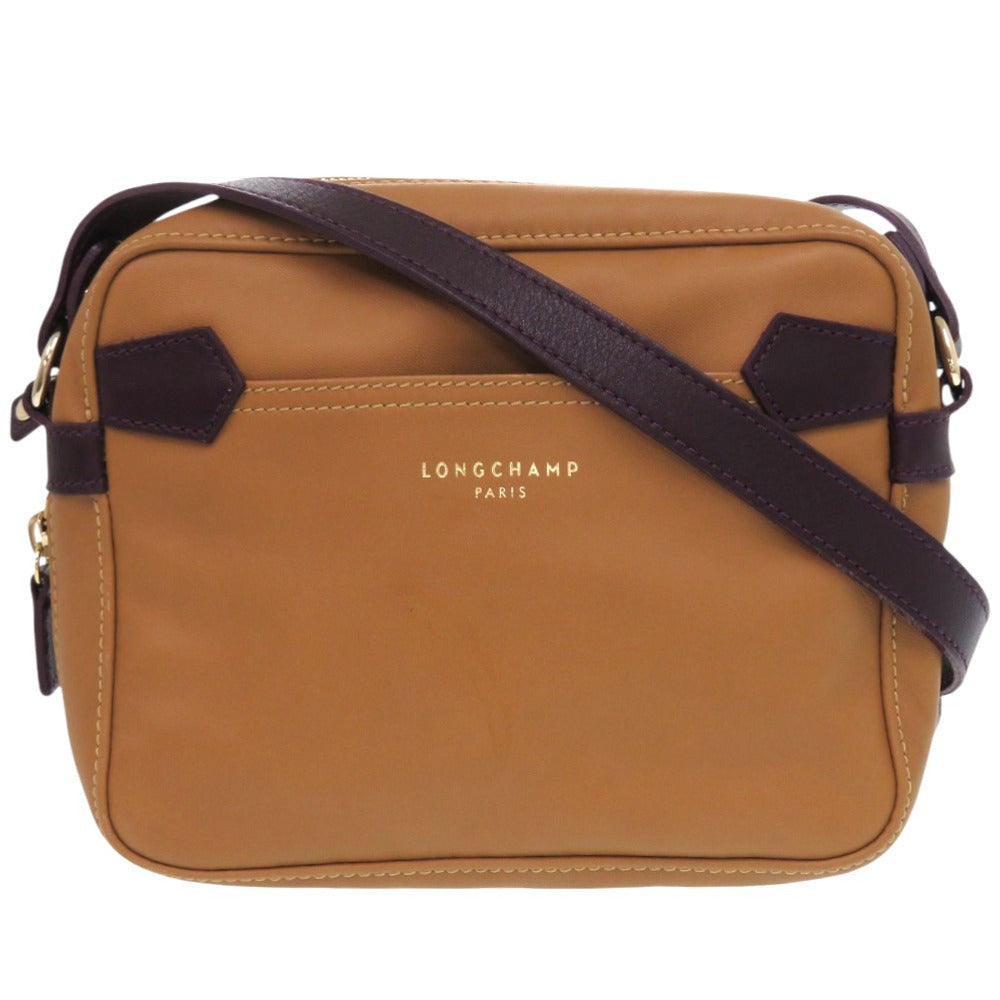 美品 ロンシャン レザー キャメル 茶 ショルダーバッグ 0602【中古】Longchamp