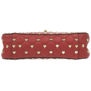 新品同様 ヴァレンティノ ガラヴァーニ 2WAY ハートスタッズ チェーンショルダー UW0B0122PHY レザー レッド ハンドバッグ 赤 0605【中古】Valentino Garavani