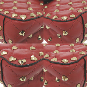 新品同様 ヴァレンティノ ガラヴァーニ 2WAY ハートスタッズ チェーンショルダー UW0B0122PHY レザー レッド ハンドバッグ 赤 0605【中古】Valentino Garavani