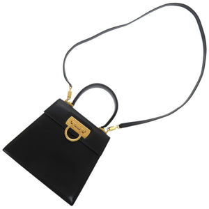 美品 サルヴァトーレフェラガモ ガンチーニ AQ-212193 レザー ブラック 黒 ハンドバッグ 0608【中古】Salvatore Ferragamo