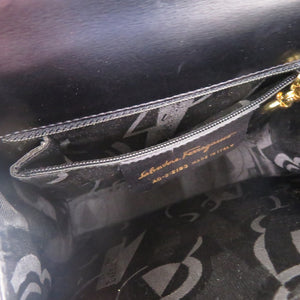 美品 サルヴァトーレフェラガモ ガンチーニ AQ-212193 レザー ブラック 黒 ハンドバッグ 0608【中古】Salvatore Ferragamo