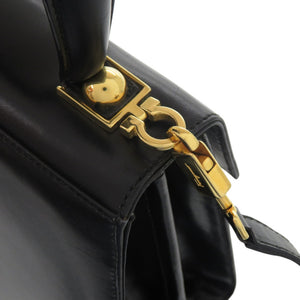美品 サルヴァトーレフェラガモ ガンチーニ AQ-212193 レザー ブラック 黒 ハンドバッグ 0608【中古】Salvatore Ferragamo