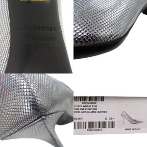 新品同様 バレンシアガ ポインテッドトゥ メタリックパンプス 572879 WBB20 8100 レザー シルバー 0615【中古】BALENCIAGA