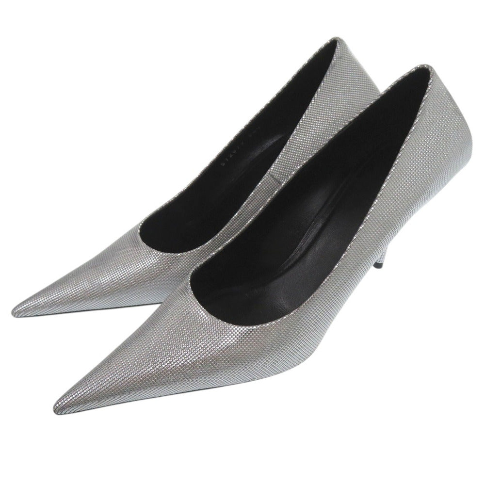 新品同様 バレンシアガ ポインテッドトゥ メタリックパンプス 572879 WBB20 8100 レザー シルバー 0615【中古】BALENCIAGA