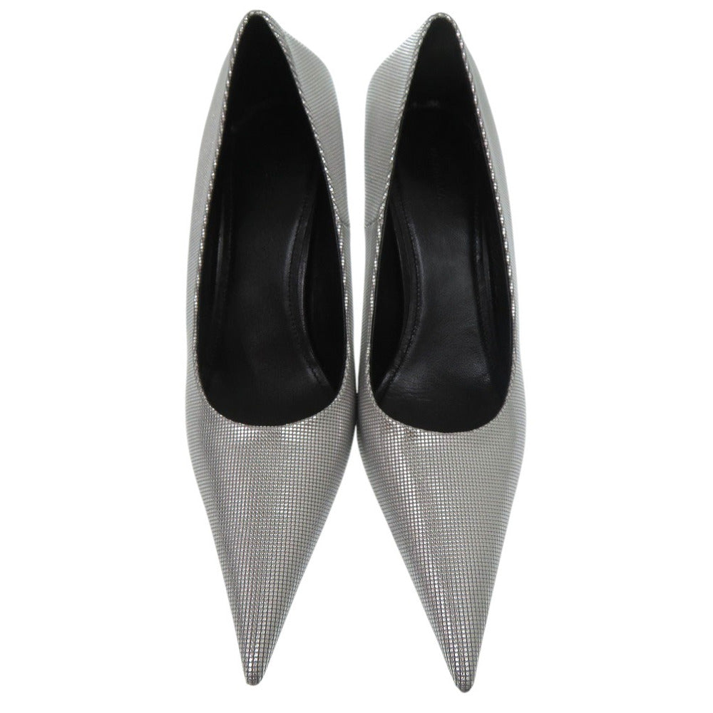 新品同様 バレンシアガ ポインテッドトゥ メタリックパンプス 572879 WBB20 8100 レザー シルバー 0615【中古】BALENCIAGA