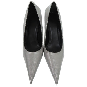 新品同様 バレンシアガ ポインテッドトゥ メタリックパンプス 572879 WBB20 8100 レザー シルバー 0615【中古】BALENCIAGA