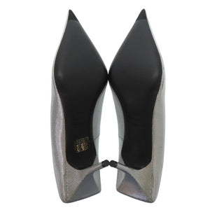 新品同様 バレンシアガ ポインテッドトゥ メタリックパンプス 572879 WBB20 8100 レザー シルバー 0615【中古】BALENCIAGA