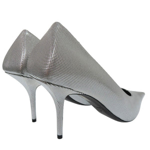 新品同様 バレンシアガ ポインテッドトゥ メタリックパンプス 572879 WBB20 8100 レザー シルバー 0615【中古】BALENCIAGA