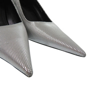 新品同様 バレンシアガ ポインテッドトゥ メタリックパンプス 572879 WBB20 8100 レザー シルバー 0615【中古】BALENCIAGA