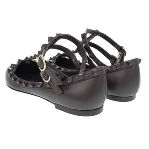 未使用 ヴァレンティノ ガラヴァーニ ロックスタッズ ポインテッドトゥ 2W0S0376 22.5cm レザー ブラウン パンプス 0618【中古】Valentino Garavani