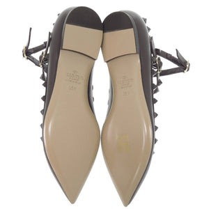 未使用 ヴァレンティノ ガラヴァーニ ロックスタッズ ポインテッドトゥ 2W0S0376 22.5cm レザー ブラウン パンプス 0618【中古】Valentino Garavani