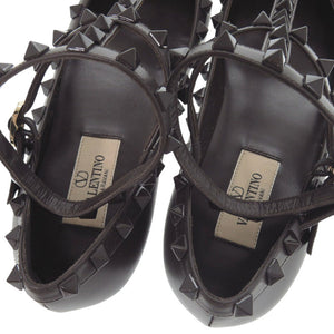 未使用 ヴァレンティノ ガラヴァーニ ロックスタッズ ポインテッドトゥ 2W0S0376 22.5cm レザー ブラウン パンプス 0618【中古】Valentino Garavani