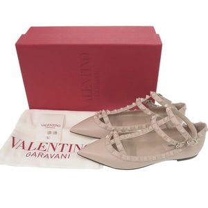 未使用 ヴァレンティノ ガラヴァーニ ロックスタッズ ポインテッドトゥ 2W0S376 22.5cm レザー パウダー ベージュ パンプス 0619【中古】Valentino Garavani