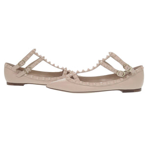 未使用 ヴァレンティノ ガラヴァーニ ロックスタッズ ポインテッドトゥ 2W0S376 22.5cm レザー パウダー ベージュ パンプス 0619【中古】Valentino Garavani